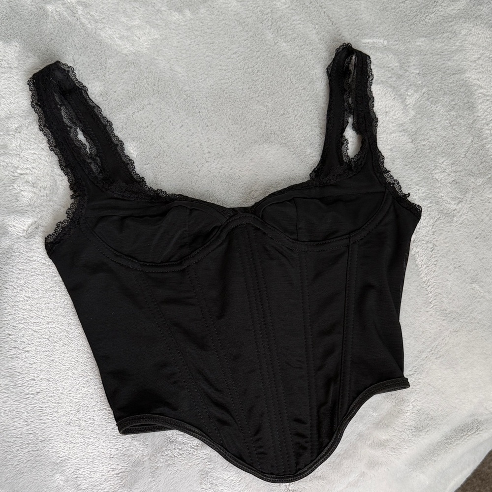 SHEIN Black Lace Trim Corset